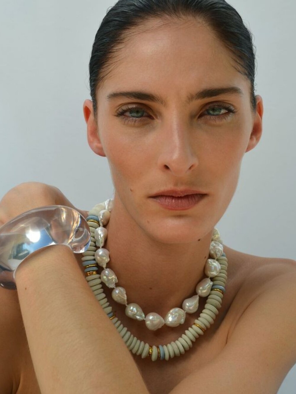 Elegant Baroque Pearl & Neutral Bead Necklace - Cream and Tan